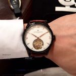 Perfect Replica Vacheron Constantin White Tourbillon Dial Black Bezel 42mm Watch